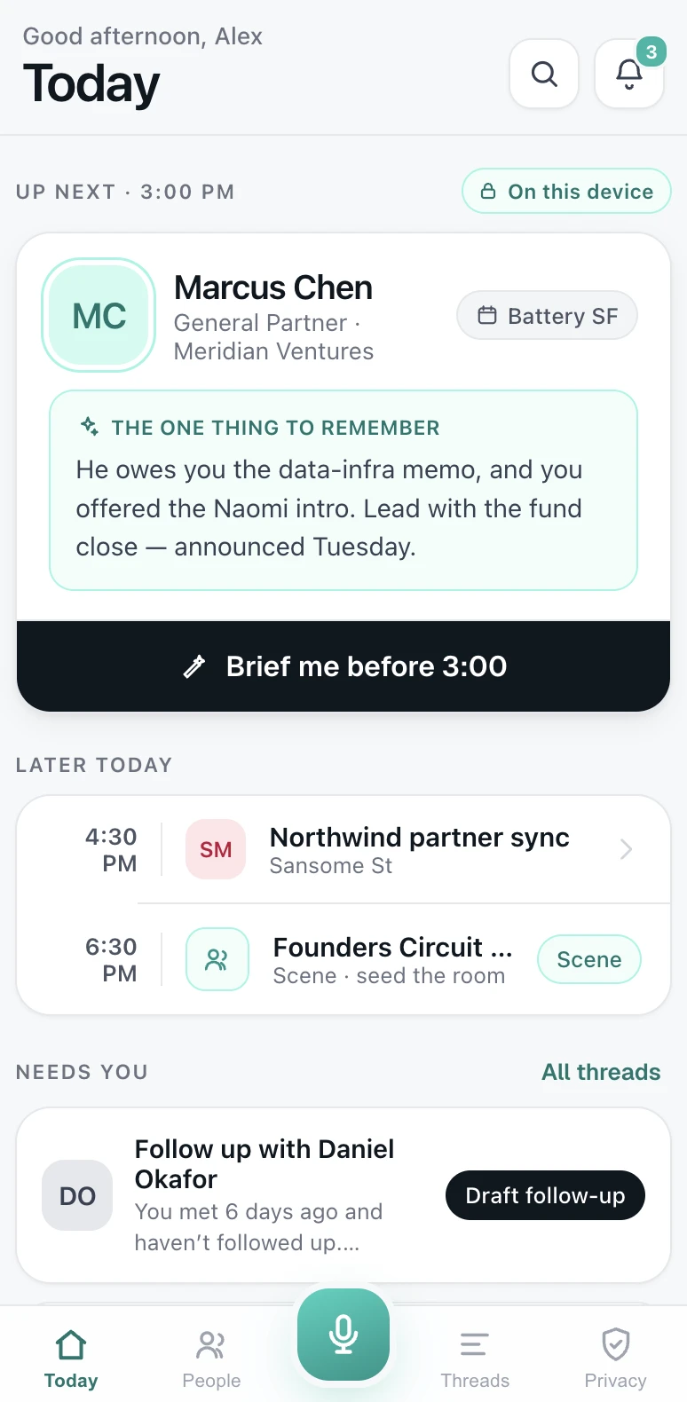 LinkMe Today screen