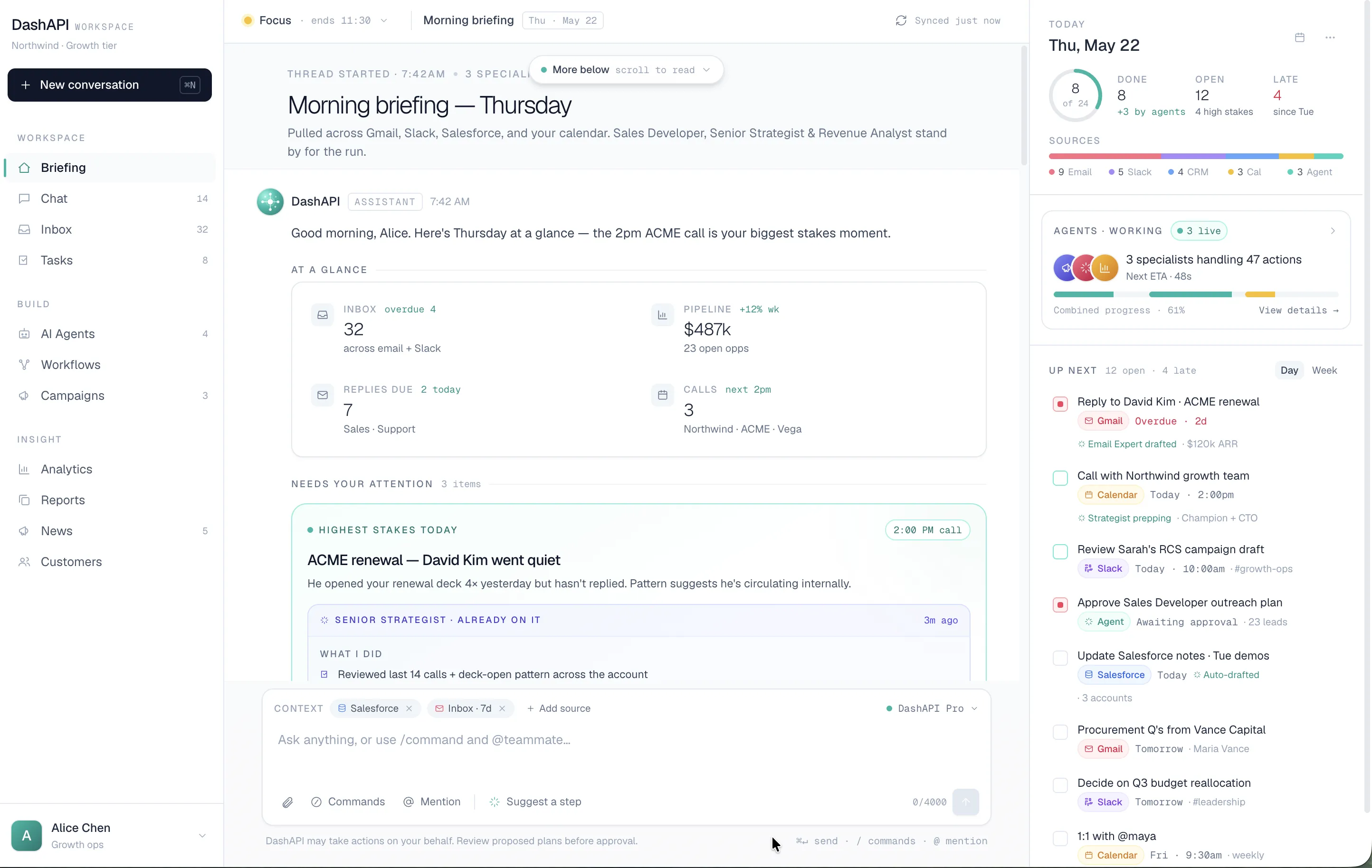 DashAPI Briefing Interface